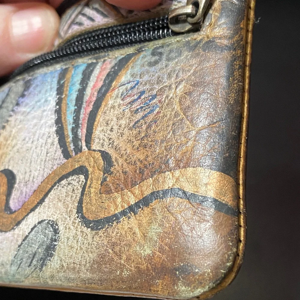 Vintage Sova Multicolor Leather credit card Wallet with ID Window